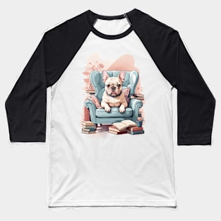 Whimsical French Bulldog Reading Nook Baseball T-Shirt